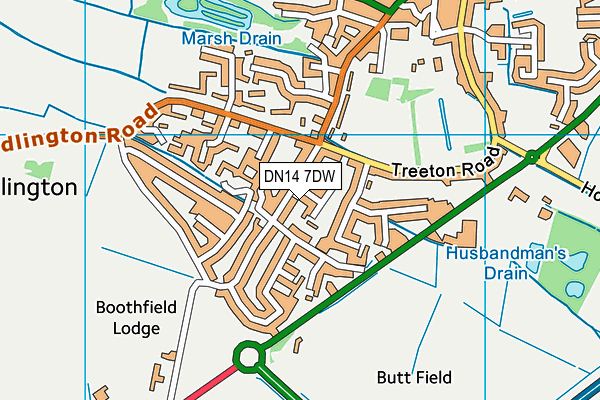 DN14 7DW map - OS VectorMap District (Ordnance Survey)