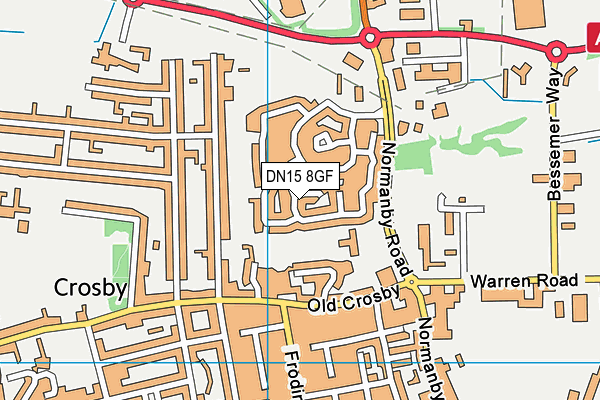 DN15 8GF map - OS VectorMap District (Ordnance Survey)