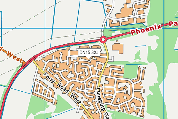 DN15 8XJ map - OS VectorMap District (Ordnance Survey)