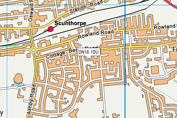 DN16 1DU map - OS VectorMap District (Ordnance Survey)