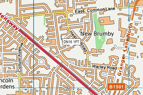 DN16 1PT map - OS VectorMap District (Ordnance Survey)