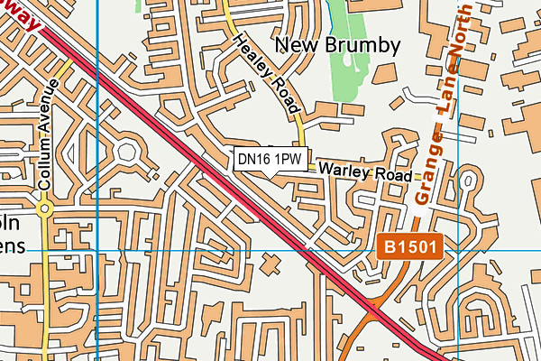 DN16 1PW map - OS VectorMap District (Ordnance Survey)