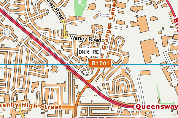 DN16 1RE map - OS VectorMap District (Ordnance Survey)