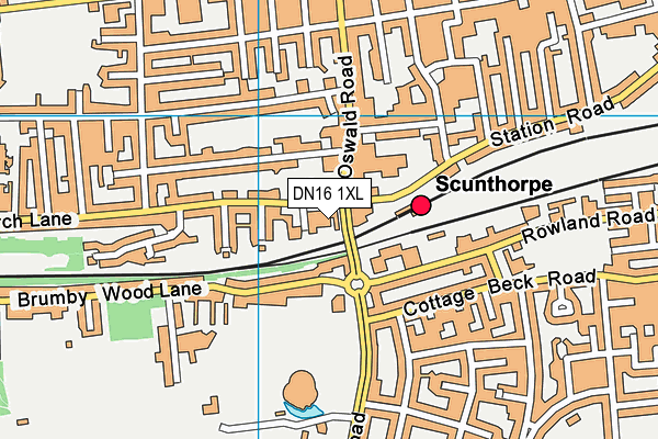 DN16 1XL map - OS VectorMap District (Ordnance Survey)