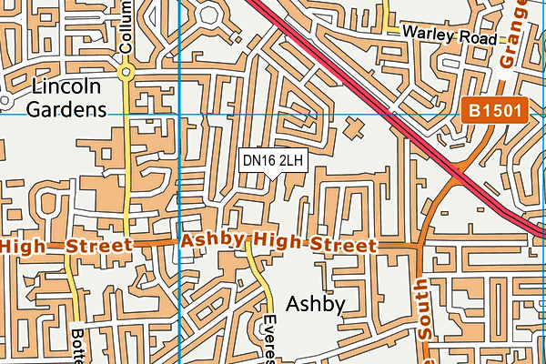 DN16 2LH map - OS VectorMap District (Ordnance Survey)