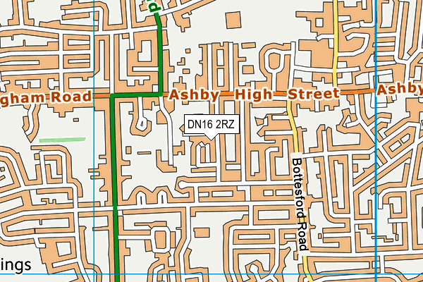 DN16 2RZ map - OS VectorMap District (Ordnance Survey)