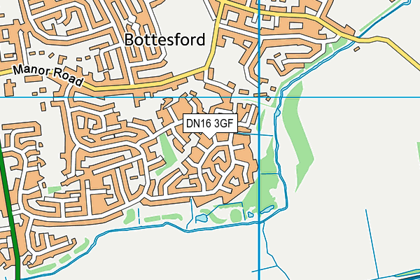 DN16 3GF map - OS VectorMap District (Ordnance Survey)