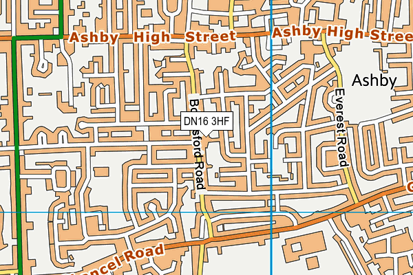 DN16 3HF map - OS VectorMap District (Ordnance Survey)