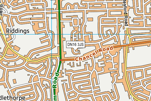 DN16 3JS map - OS VectorMap District (Ordnance Survey)