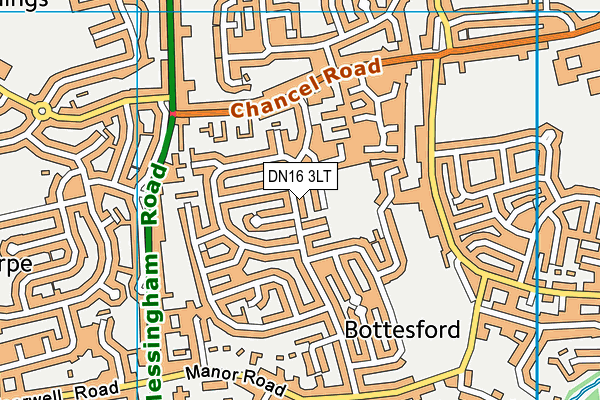 DN16 3LT map - OS VectorMap District (Ordnance Survey)