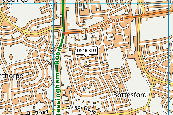 DN16 3LU map - OS VectorMap District (Ordnance Survey)