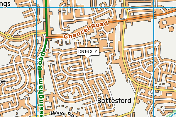 DN16 3LY map - OS VectorMap District (Ordnance Survey)