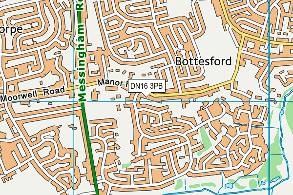 Bottesford Junior School map (DN16 3PB) - OS VectorMap District (Ordnance Survey)
