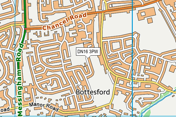 DN16 3PW map - OS VectorMap District (Ordnance Survey)
