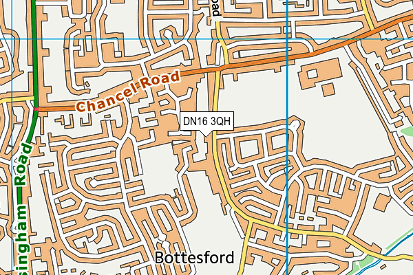 DN16 3QH map - OS VectorMap District (Ordnance Survey)