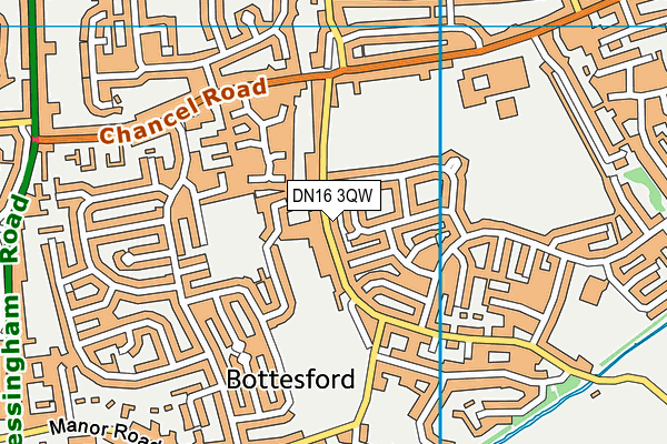 DN16 3QW map - OS VectorMap District (Ordnance Survey)