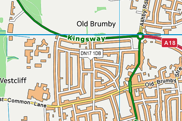 DN17 1DB map - OS VectorMap District (Ordnance Survey)