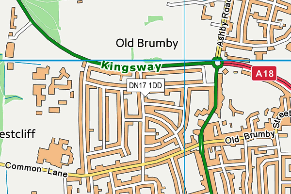 DN17 1DD map - OS VectorMap District (Ordnance Survey)