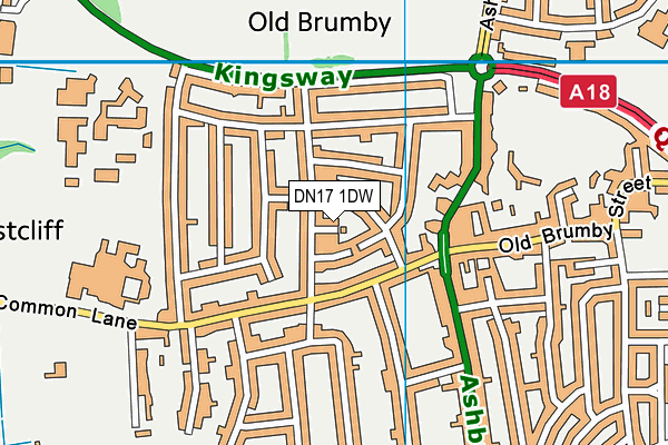 DN17 1DW map - OS VectorMap District (Ordnance Survey)