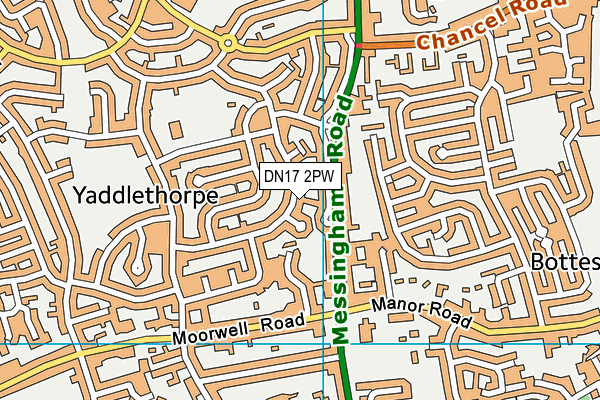 DN17 2PW map - OS VectorMap District (Ordnance Survey)