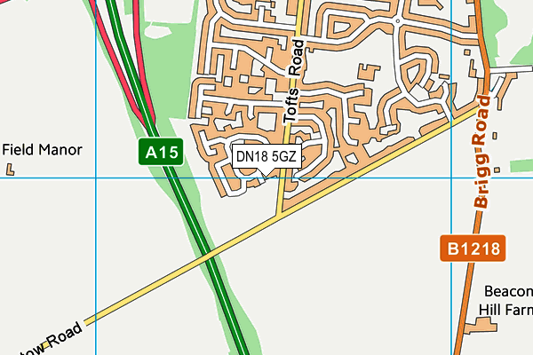 DN18 5GZ map - OS VectorMap District (Ordnance Survey)