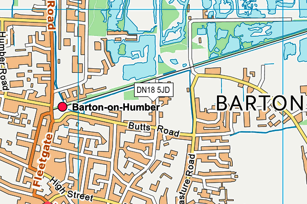Barton Town Football Club map (DN18 5JD) - OS VectorMap District (Ordnance Survey)