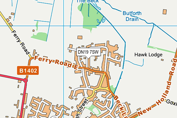 DN19 7SW map - OS VectorMap District (Ordnance Survey)