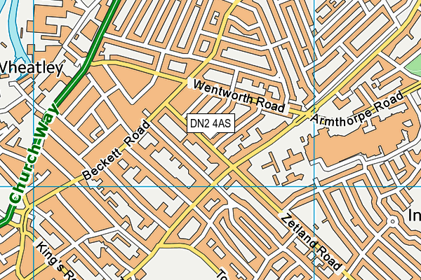 DN2 4AS map - OS VectorMap District (Ordnance Survey)