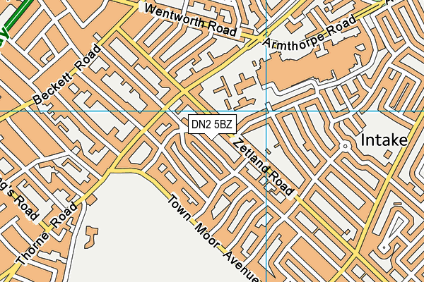 DN2 5BZ map - OS VectorMap District (Ordnance Survey)