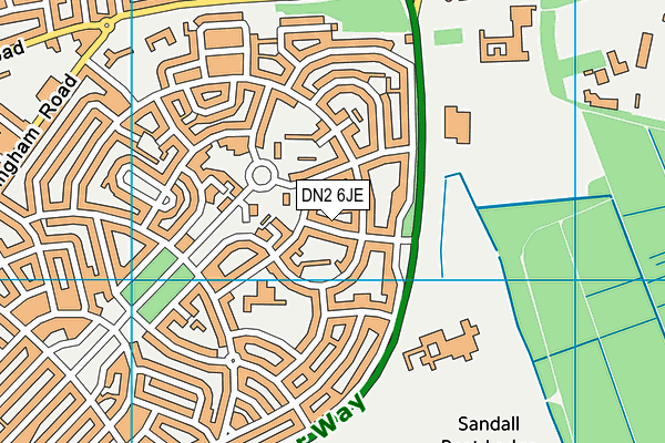 DN2 6JE map - OS VectorMap District (Ordnance Survey)