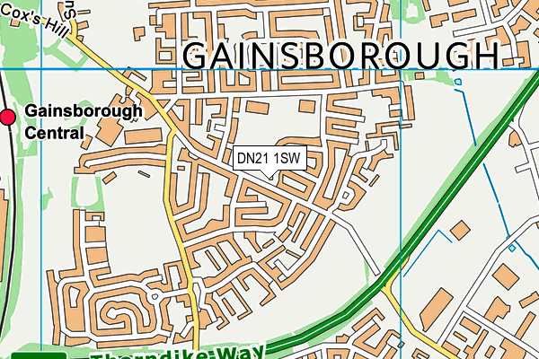 The Gainsborough Hillcrest Early Years Academy map (DN21 1SW) - OS VectorMap District (Ordnance Survey)