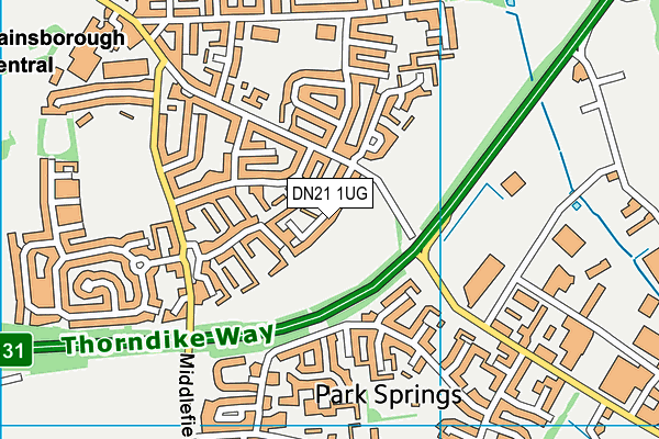 DN21 1UG map - OS VectorMap District (Ordnance Survey)