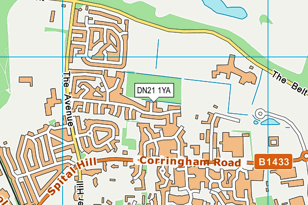DN21 1YA map - OS VectorMap District (Ordnance Survey)