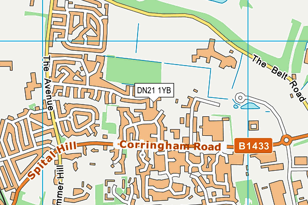 DN21 1YB map - OS VectorMap District (Ordnance Survey)