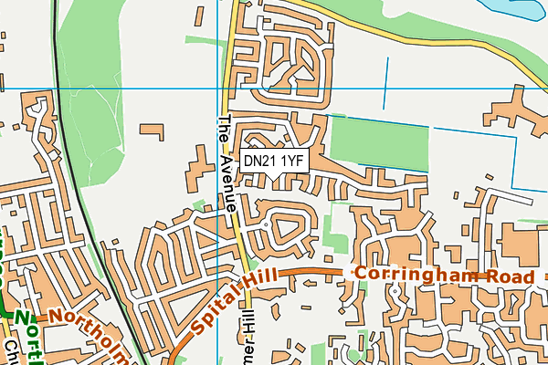 DN21 1YF map - OS VectorMap District (Ordnance Survey)