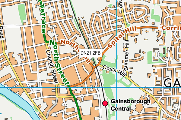 DN21 2FB map - OS VectorMap District (Ordnance Survey)