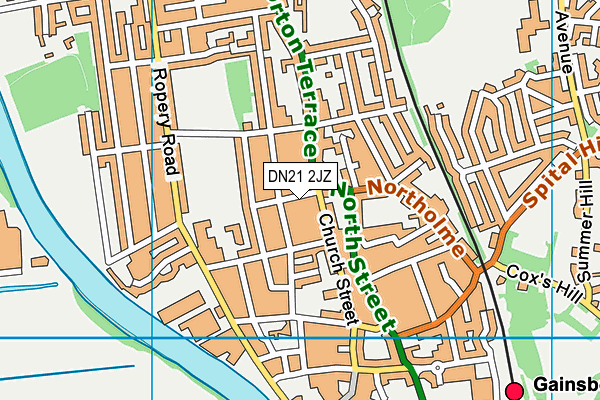 DN21 2JZ map - OS VectorMap District (Ordnance Survey)