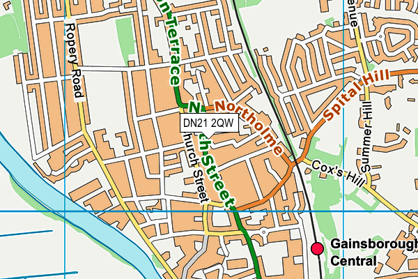 DN21 2QW map - OS VectorMap District (Ordnance Survey)