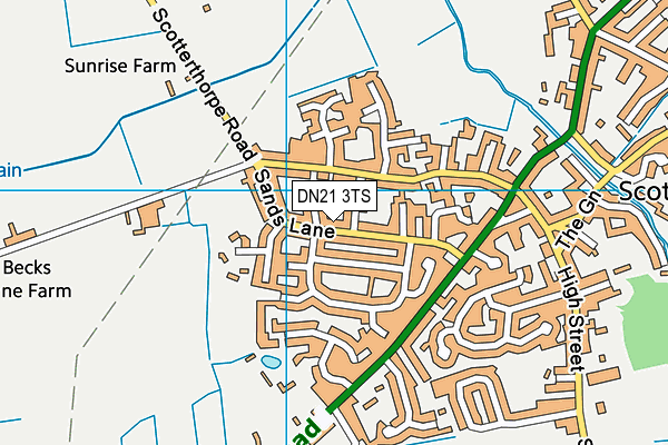 DN21 3TS map - OS VectorMap District (Ordnance Survey)