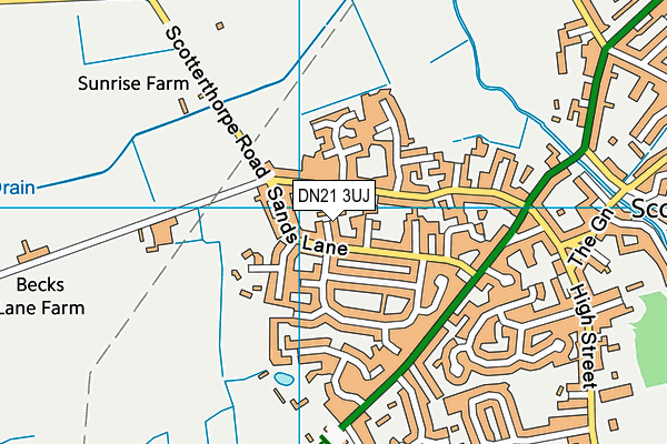 DN21 3UJ map - OS VectorMap District (Ordnance Survey)