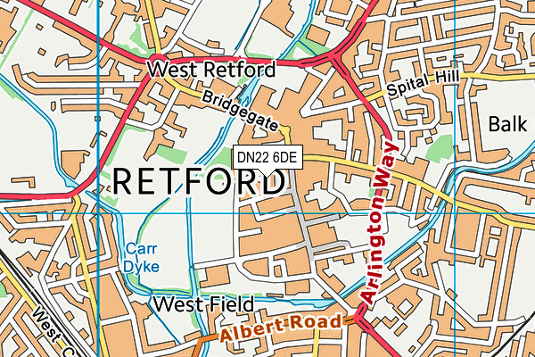 DN22 6DE map - OS VectorMap District (Ordnance Survey)