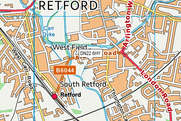 DN22 6HY map - OS VectorMap District (Ordnance Survey)