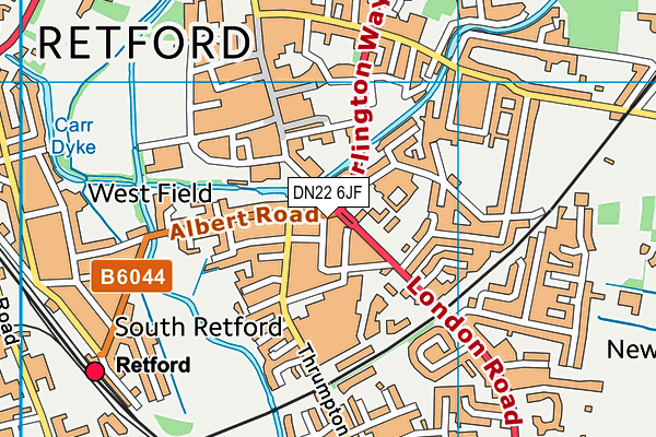 DN22 6JF map - OS VectorMap District (Ordnance Survey)