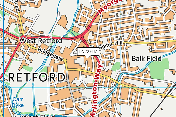 DN22 6JZ map - OS VectorMap District (Ordnance Survey)