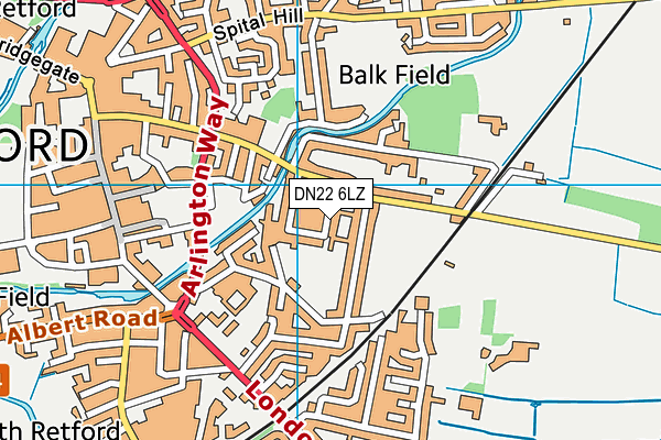 DN22 6LZ map - OS VectorMap District (Ordnance Survey)