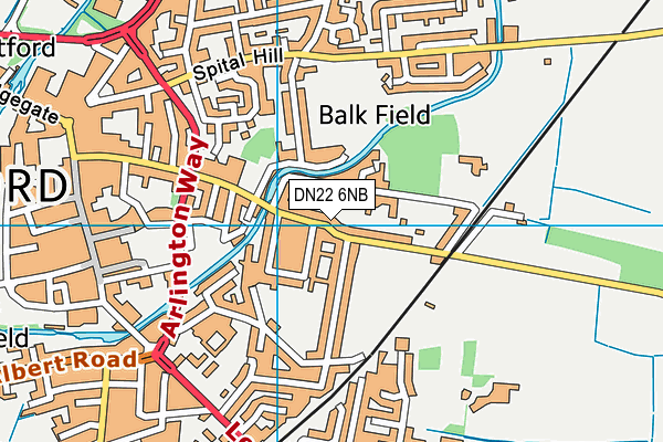 DN22 6NB map - OS VectorMap District (Ordnance Survey)