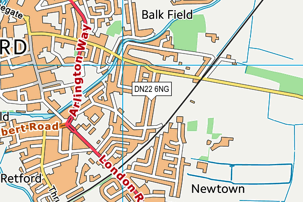DN22 6NG map - OS VectorMap District (Ordnance Survey)