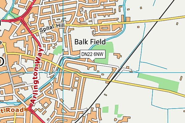 DN22 6NW map - OS VectorMap District (Ordnance Survey)