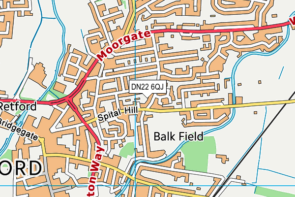 DN22 6QJ map - OS VectorMap District (Ordnance Survey)