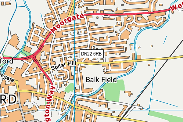 DN22 6RB map - OS VectorMap District (Ordnance Survey)